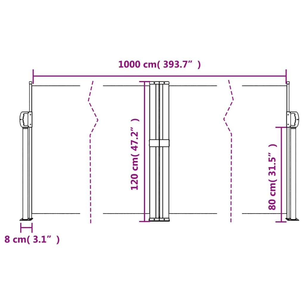 Vidaxl Toldo Lateral Retráctil Crema 120x1000 Cm_2