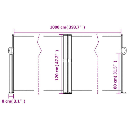 Vidaxl Toldo Lateral Retráctil Rojo 120x1000 Cm_2