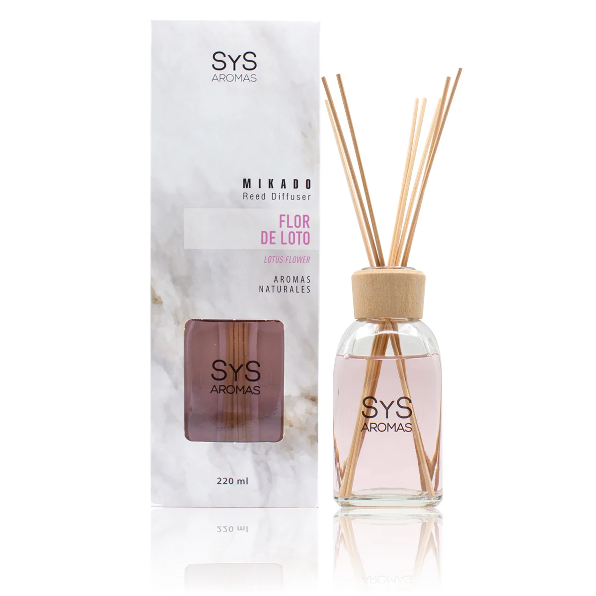 Ambientador Mikado Flor de Loto Mármol SYS Aromas 220 ml | Aroma Floral y Oriental | Calmante_0