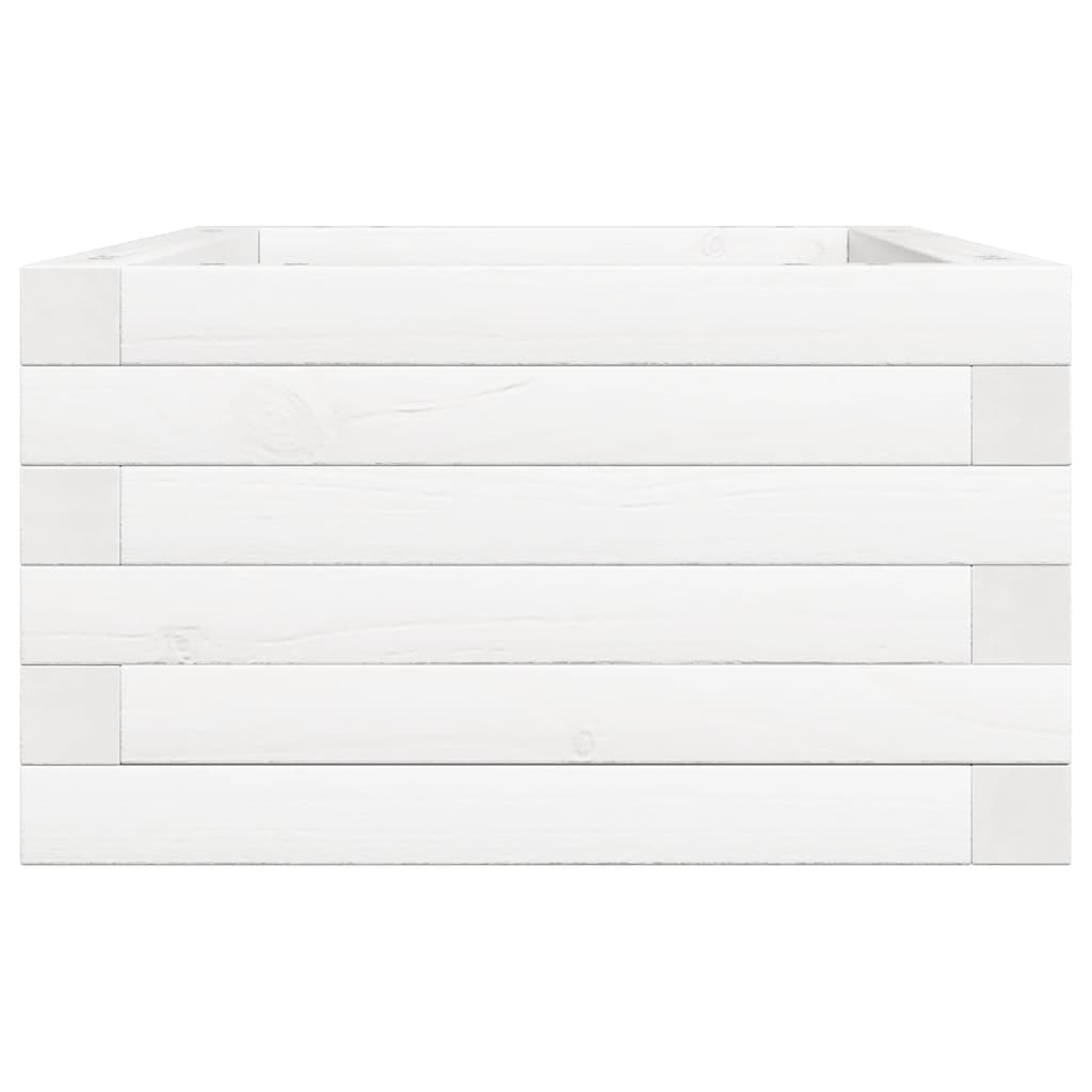 Jardinera De Madera Maciza De Pino Blanca 70x40x23 Cm_5
