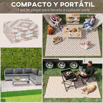 Outsunny Alfombra De Exterior 182x274 Cm Con Patrón Geométrico De Rombos_3