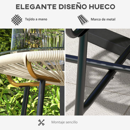 Outsunny Mesa Auxiliar Ratán Sintético Con Tablero De Vidrio Templado Ø50x50 Cm_4