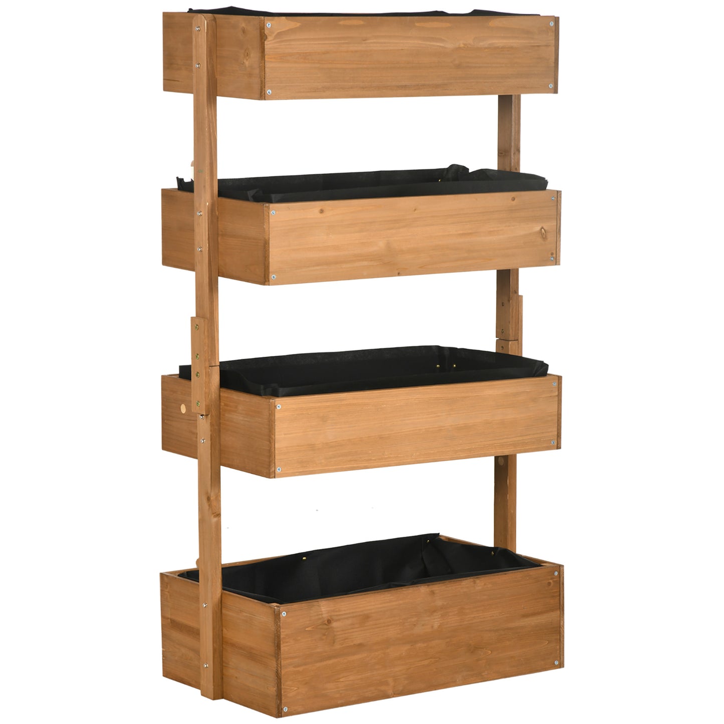 Outsunny Jardinera De Madera De 4 Niveles Con Orificios De Drenaje Naranja_0