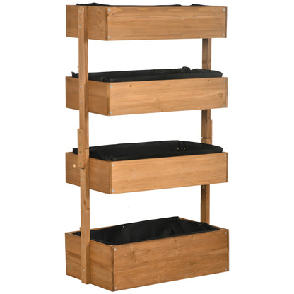 Outsunny Jardinera De Madera De 4 Niveles Con Orificios De Drenaje Naranja_0