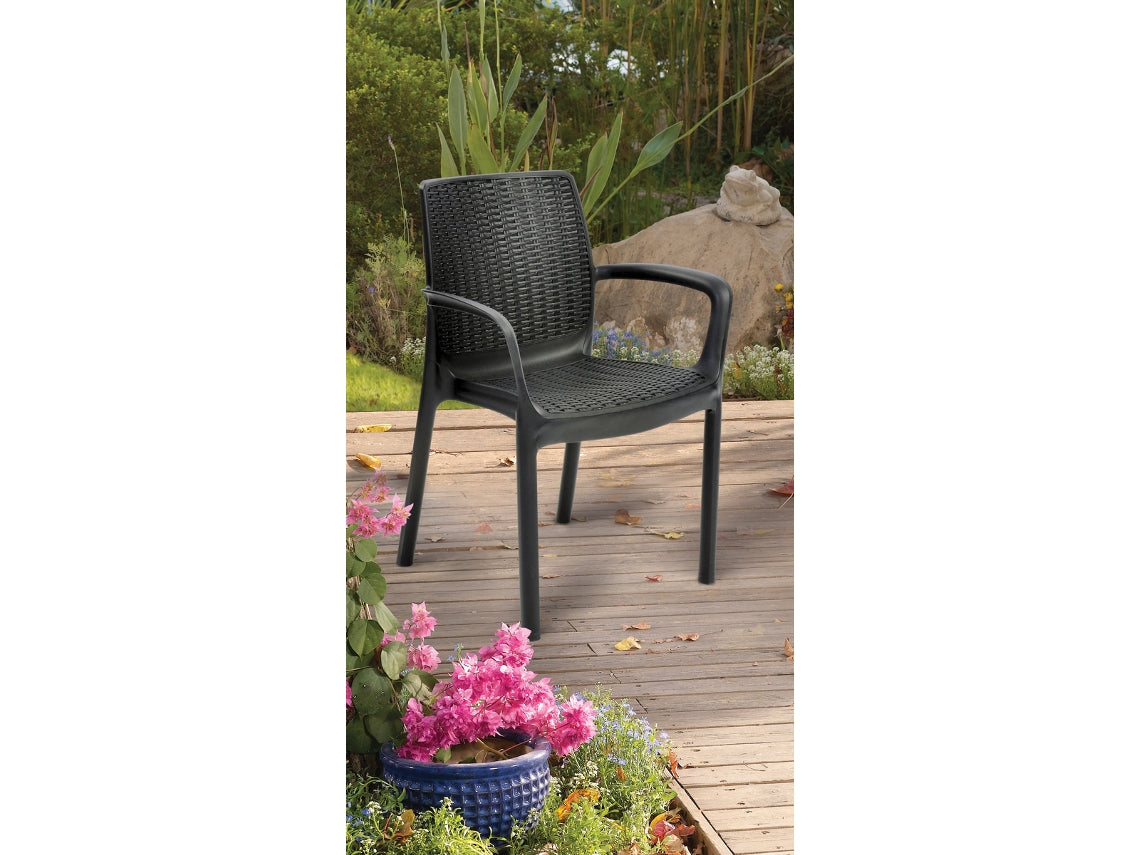 KETER  Sillas Bali PACK 4 UNIDADES Sillas Bali Sillón Terraza Balcon Jardin Resina Alta Calidad Marrón_2