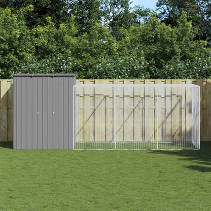 Vidaxl Gallinero Con Corral Acero Galvanizado Gris Claro 165x455x181cm_1