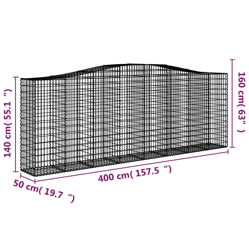 Cestas Gaviones 8 Uds Forma De Arco Hierro 400x50x140/160 Cm_5