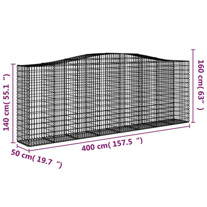 Cestas Gaviones 8 Uds Forma De Arco Hierro 400x50x140/160 Cm_5