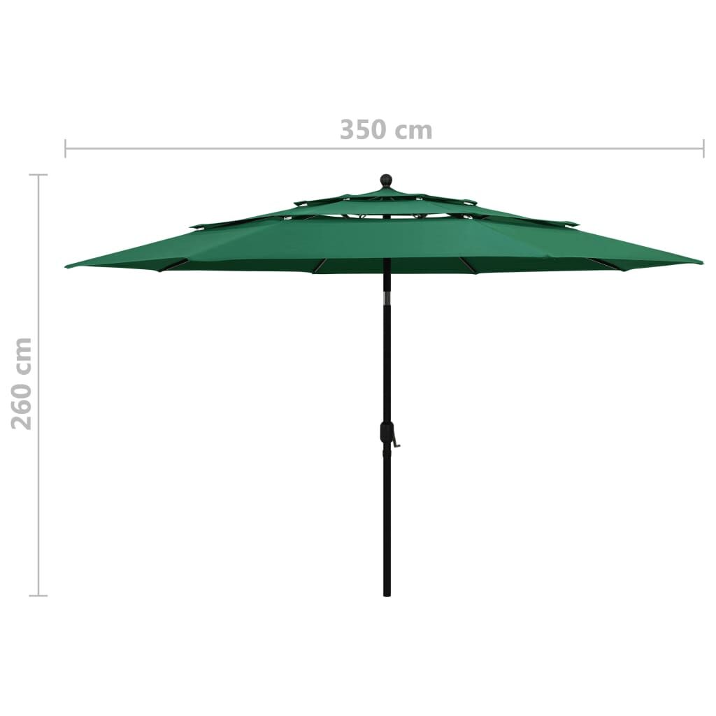 Vidaxl Sombrilla Jardín De 3 Niveles Con Palo De Aluminio Verde 3,5 M_2