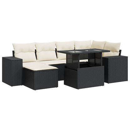 Set De Sofás De Jardín 7 Pzas Con Cojines Ratán Sintético Negro / Vetonek_4