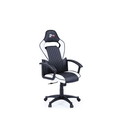 Sillon Giratorio Elevable Gamer R-design En Simil Piel Y Carbono Color Blanco-negro 115-12_0