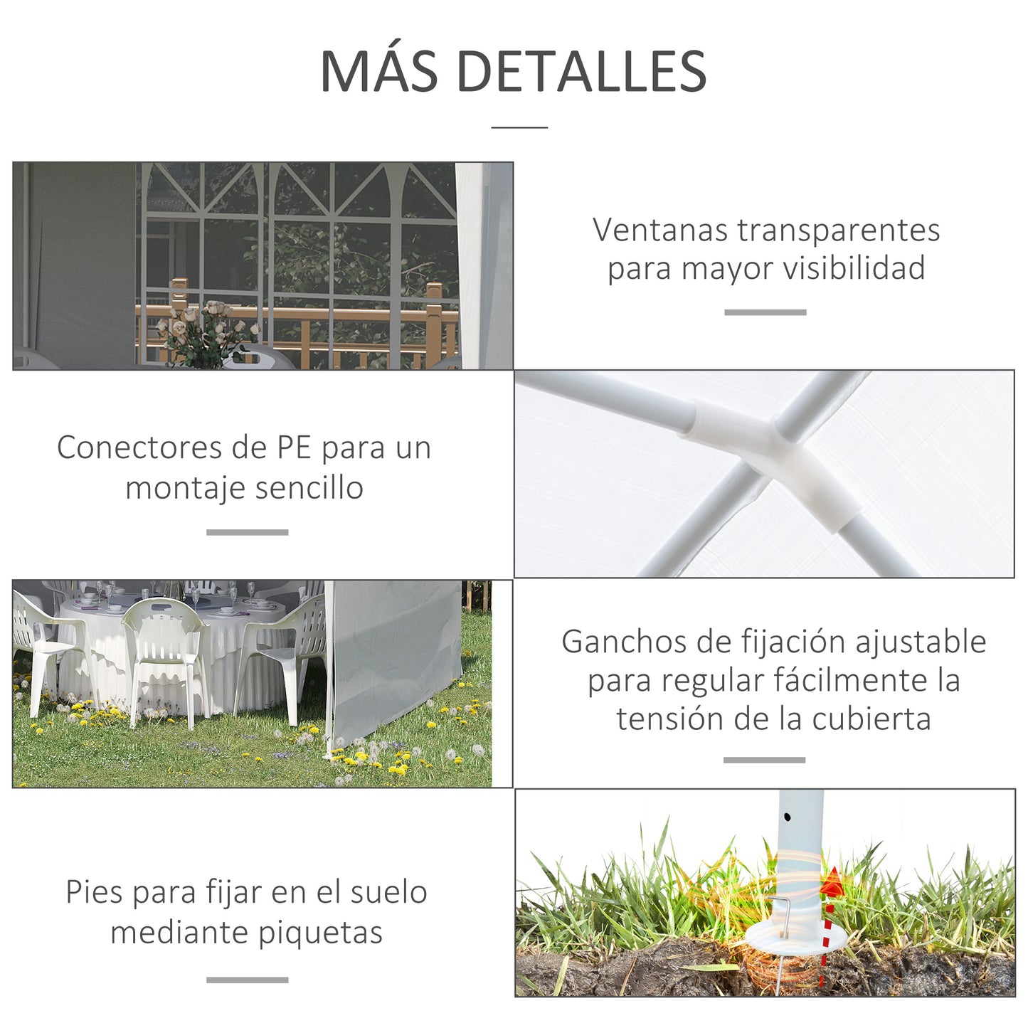Outsunny Carpa De Jardín 6x3 M Cenador Pabellón De Jardín Con 4 Paredes Laterales Y 2 Ventanas Visibles_4