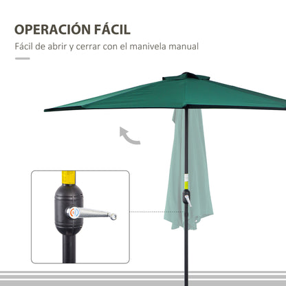 Outsunny Sombrilla Parasol Jardín Con Manivela Semicircular Exterior 269x138x236_4