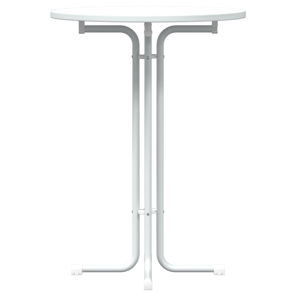 Mesa Alta De Comedor Madera Ingeniería Y Acero Blanco Ø80x110cm_2