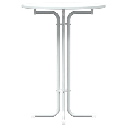 Mesa Alta De Comedor Madera Ingeniería Y Acero Blanco Ø80x110cm_2