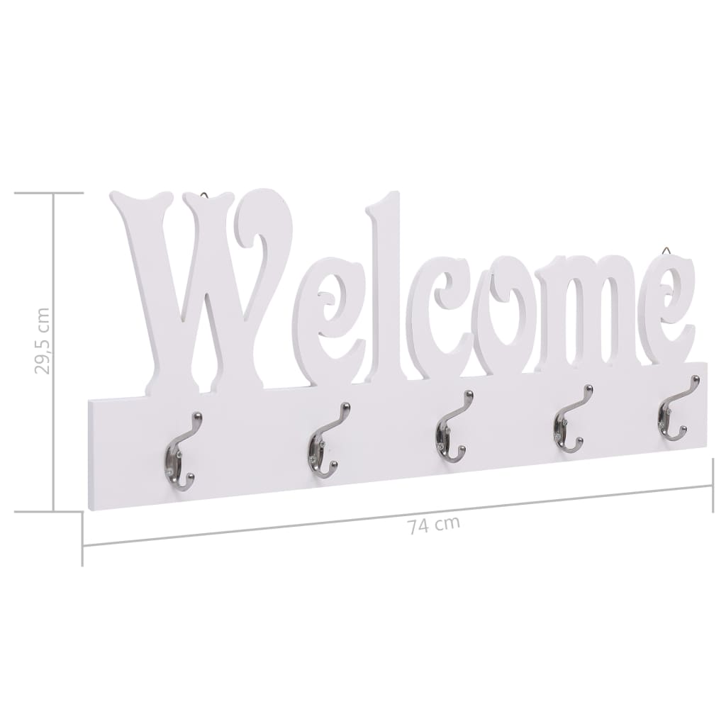 Perchero De Pared Welcome Blanco 74x29,5 Cm_5