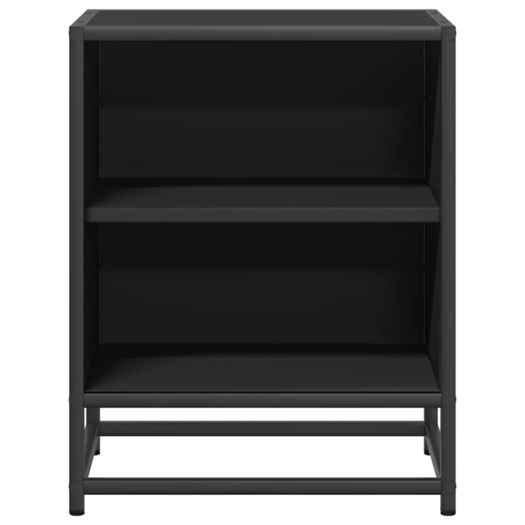 Mesita De Noche Madera Ingeniería Negro 40x31x50 Cm Metal_3