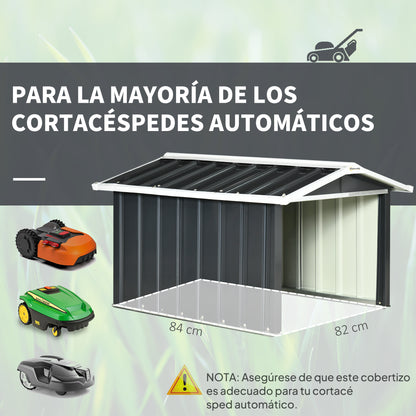 Outsunny Garaje Para Robot Cortacésped De Acero Galvanizado 87x103x66 Cm Gris_5