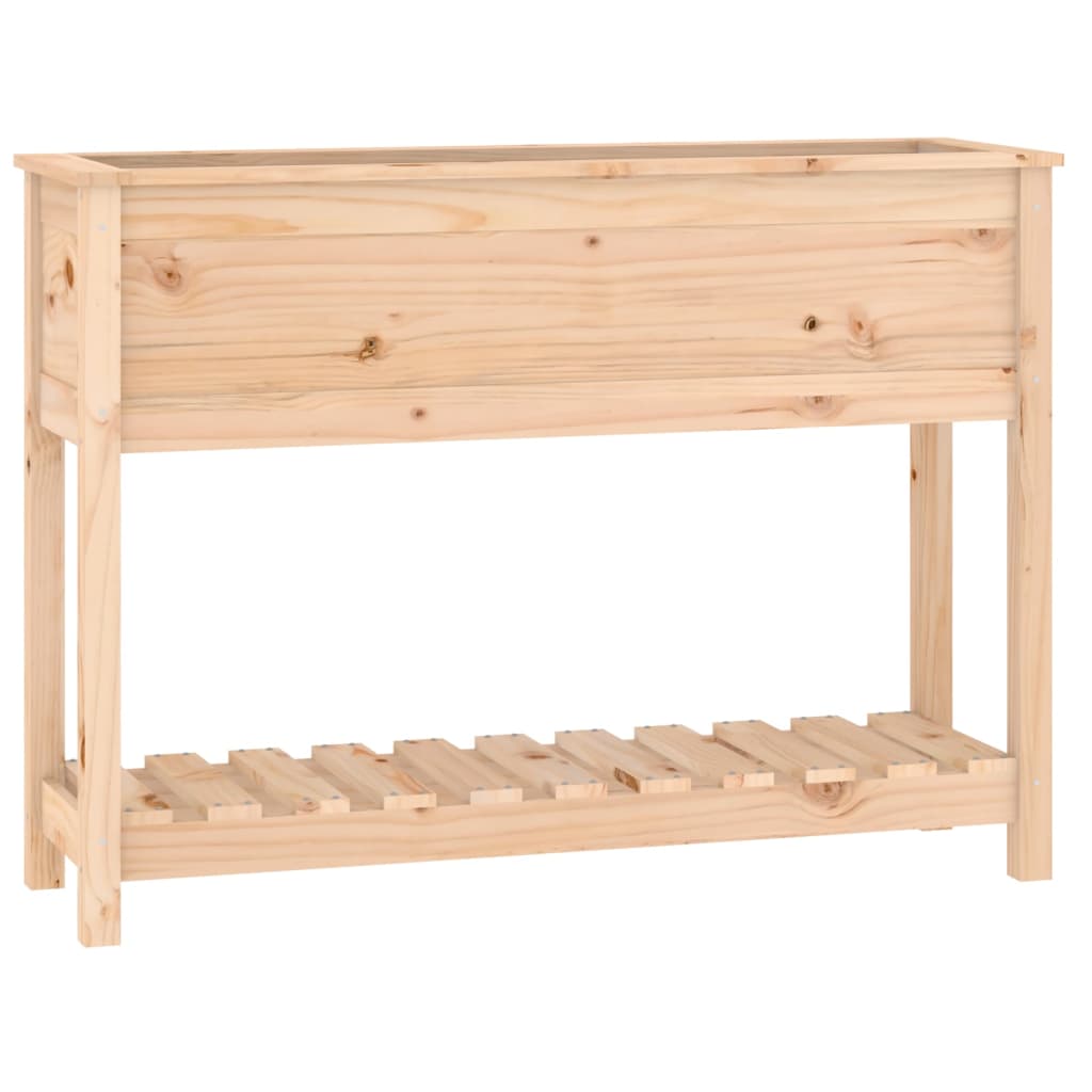 Jardinera Con Estante Madera Maciza De Pino 111,5x34,5x81 Cm_0