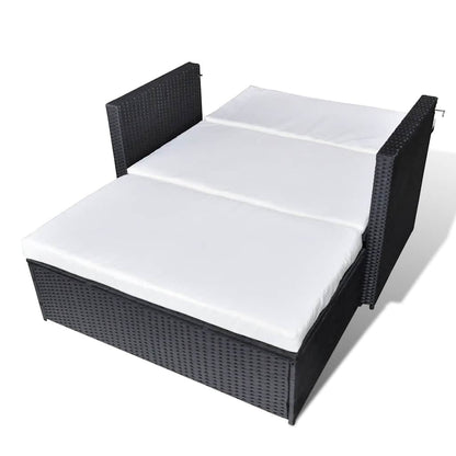 Vidaxl Set Muebles De Jardín 2 Piezas Y Cojines Ratán Sintético Negro_3