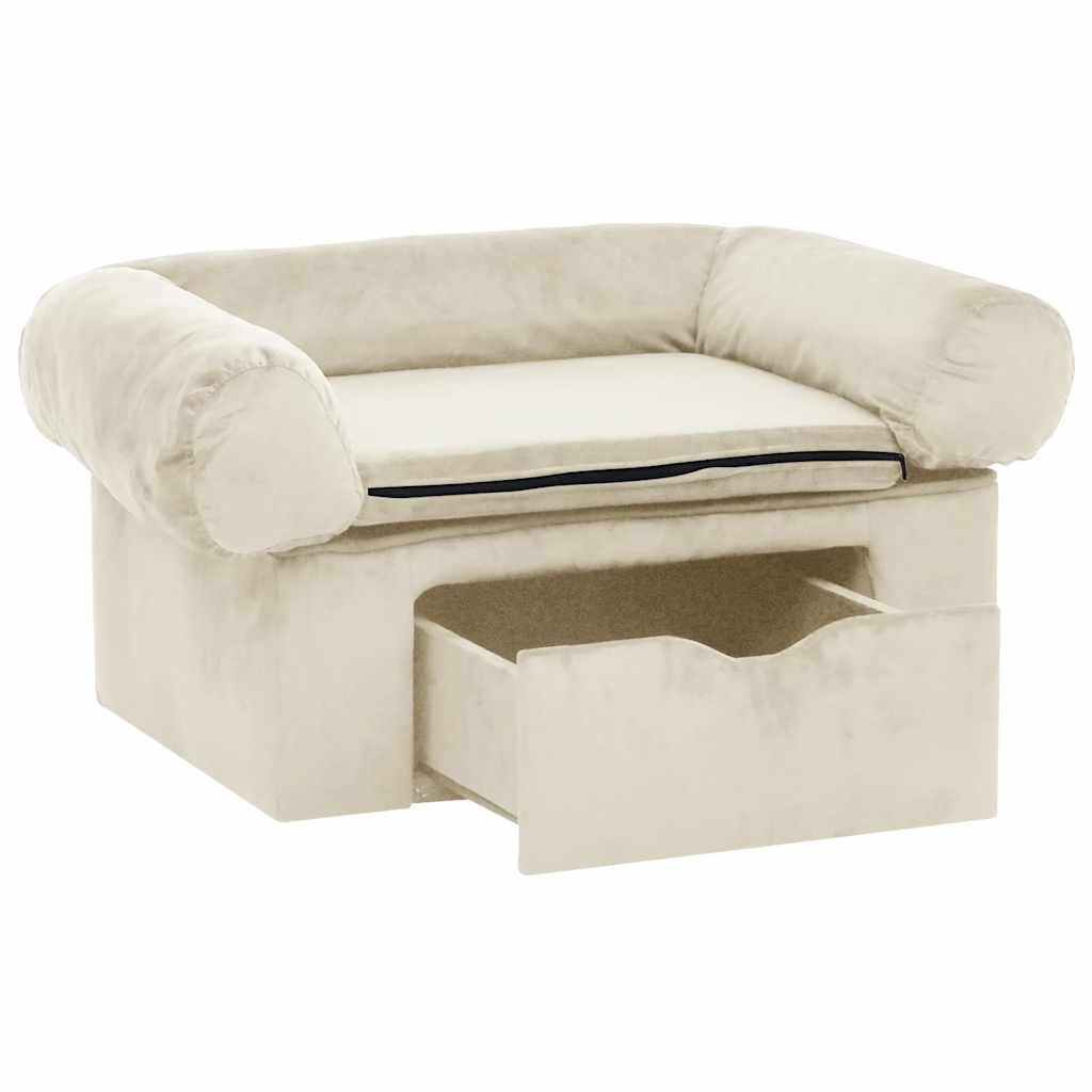 Vidaxl Sofá Para Perros Con Cajón Felpa Crema 75x50x38 Cm_3