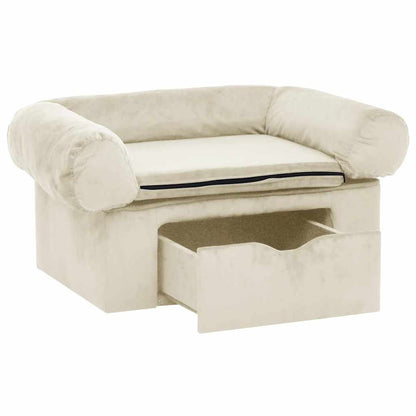 Vidaxl Sofá Para Perros Con Cajón Felpa Crema 75x50x38 Cm_3