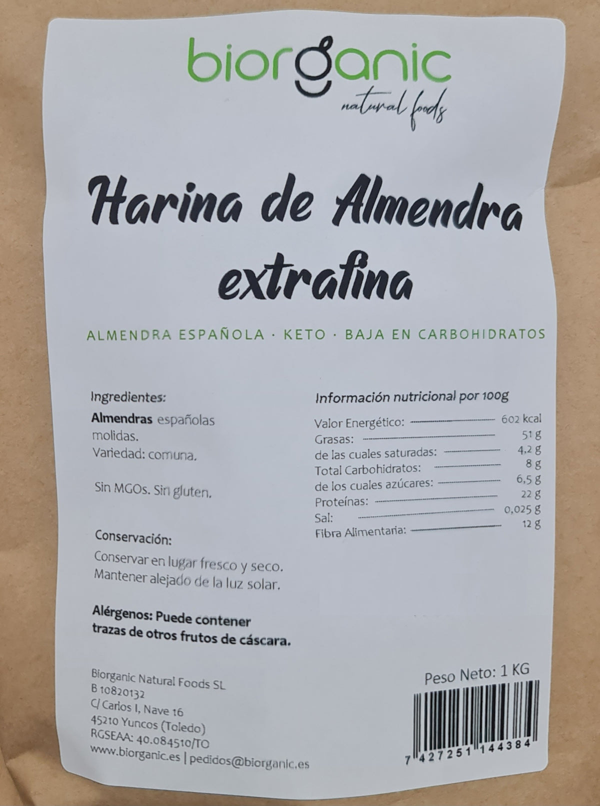 Harina De Almendra 1kg Keto, 100% Natural – Sin Gluten – Biorganic_1