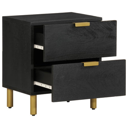 Mesitas De Noche 2 Uds Madera Maciza De Mango Negro 40x33x46 Cm_0