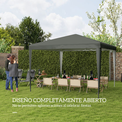 Outsunny Carpa Desmontable De Jardín 3x3 M Para Bodas Camping Fiestas Gris_3