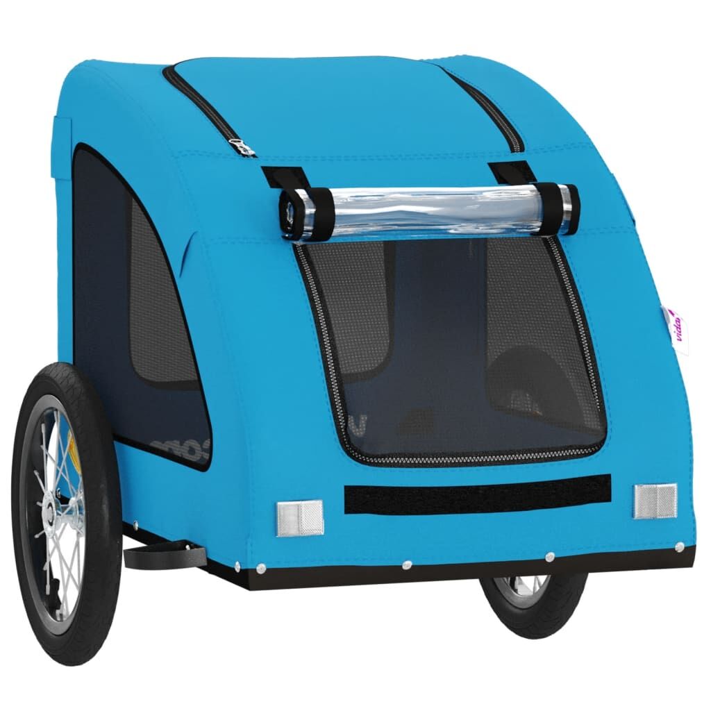 Vidaxl Remolque De Bicicleta Mascotas Hierro Tela Oxford Azul_4