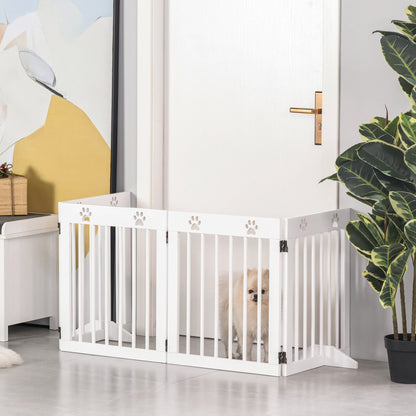 Pawhut Barrera De Seguridad Plegable Para Perros 4 Paneles 204x30x61cm Blanco_4