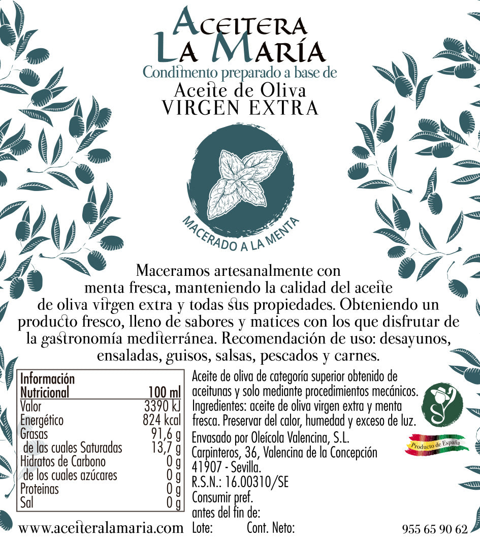 Aceite De Oliva Virgen Extra Macerado A La Menta 1l Cristal_2