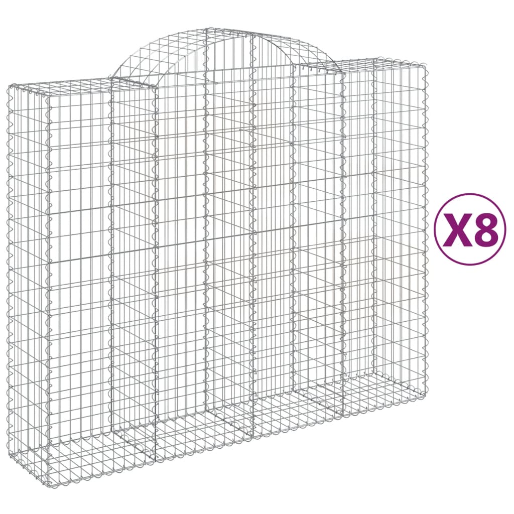 Cestas De Gaviones 8 Uds Forma De Arco Hierro 200x50x160/180 Cm_0
