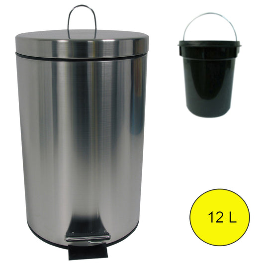 Cubo De Basura Con Pedal 12 Litros Fabricado En Acero Inoxidable Msv_0
