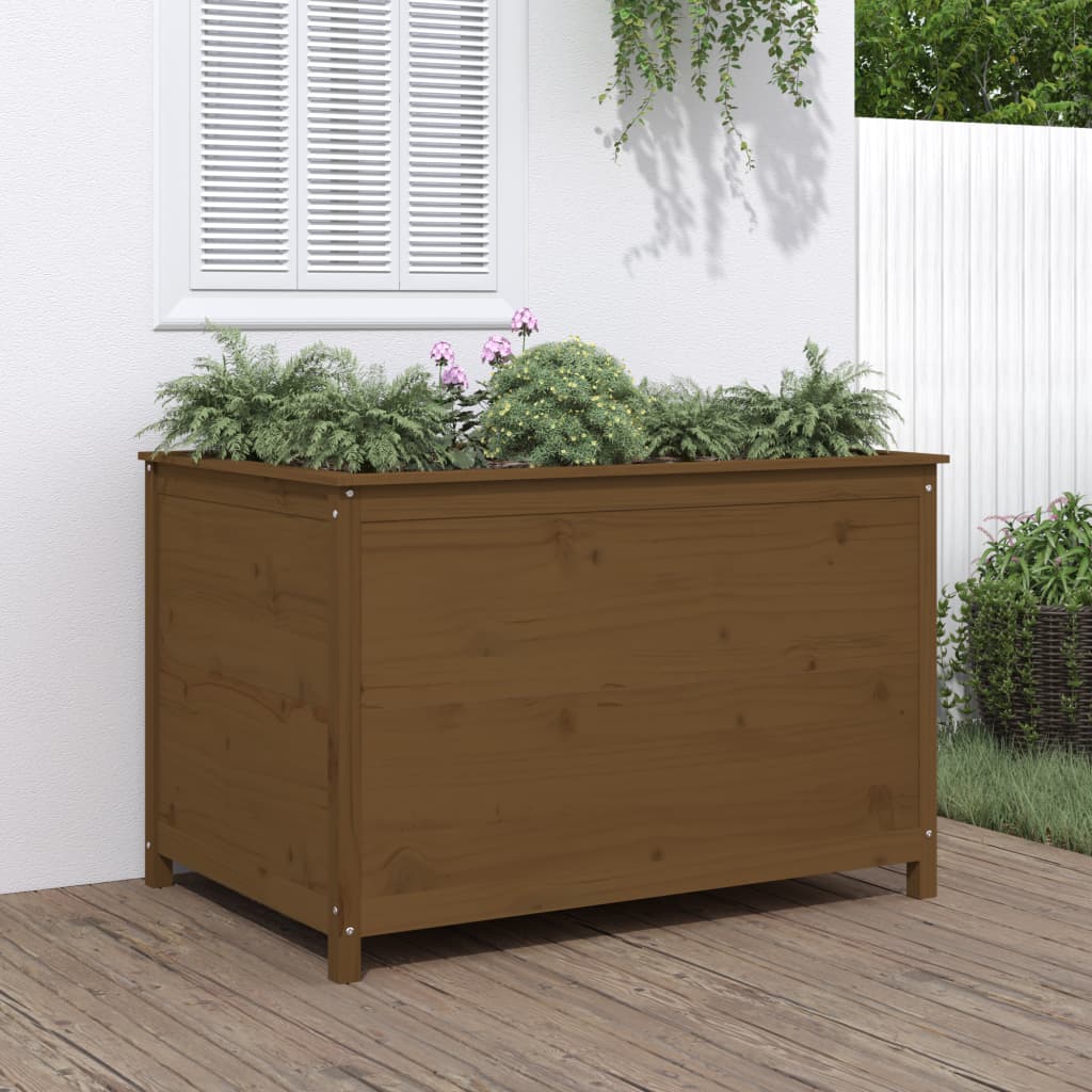 Arriate Elevado Jardín Madera Pino Marrón Miel 119,5x82,5x78 Cm_1