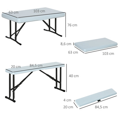 Outsunny Conjunto Mesa Y 2 Bancos Plegables Jardín Camping Picnic 103x63x76 Cm_2