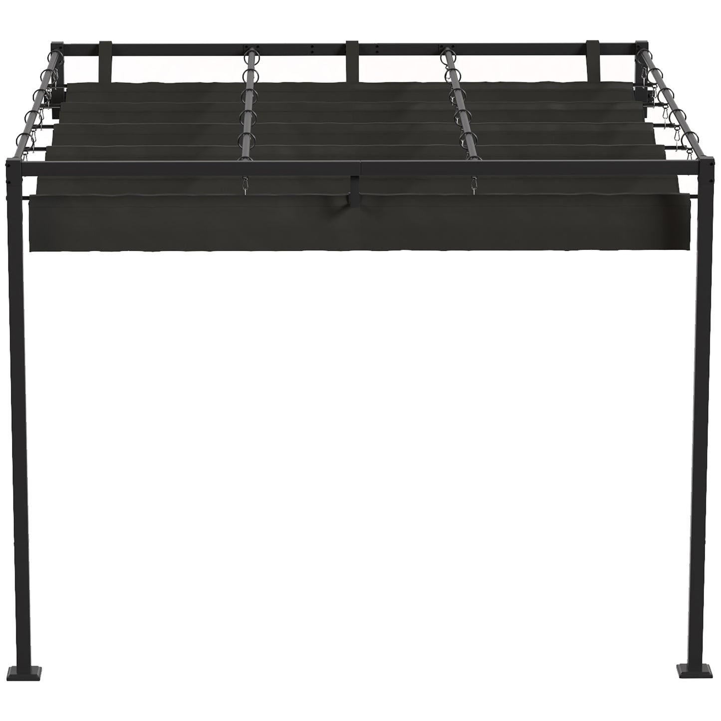 Outsunny Pérgola De Pared 3x3 M Con Techo Retráctil Upf30+ Gris Oscuro_4