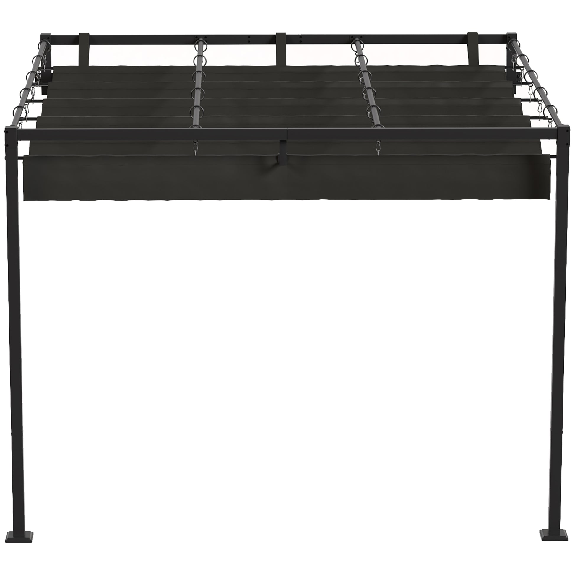 Outsunny Pérgola De Pared 3x3 M Con Techo Retráctil Upf30+ Gris Oscuro_4