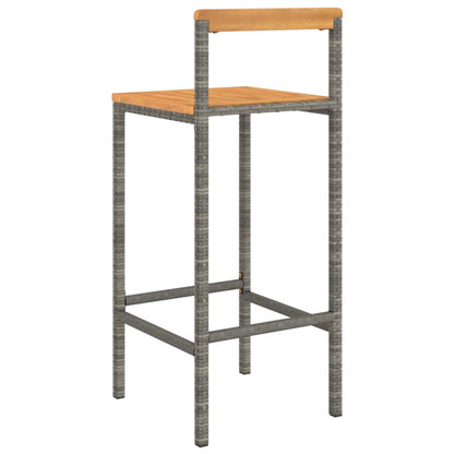 Taburetes Altos 2 Uds Madera De Acacia Y Ratán Sintético Gris_4