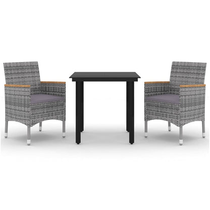 Vidaxl Set Comedor De Jardín 3 Pzas Y Cojines Ratán Sintético Y Vidrio_0