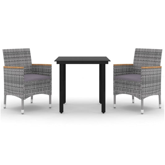 Vidaxl Set Comedor De Jardín 3 Pzas Y Cojines Ratán Sintético Y Vidrio_0