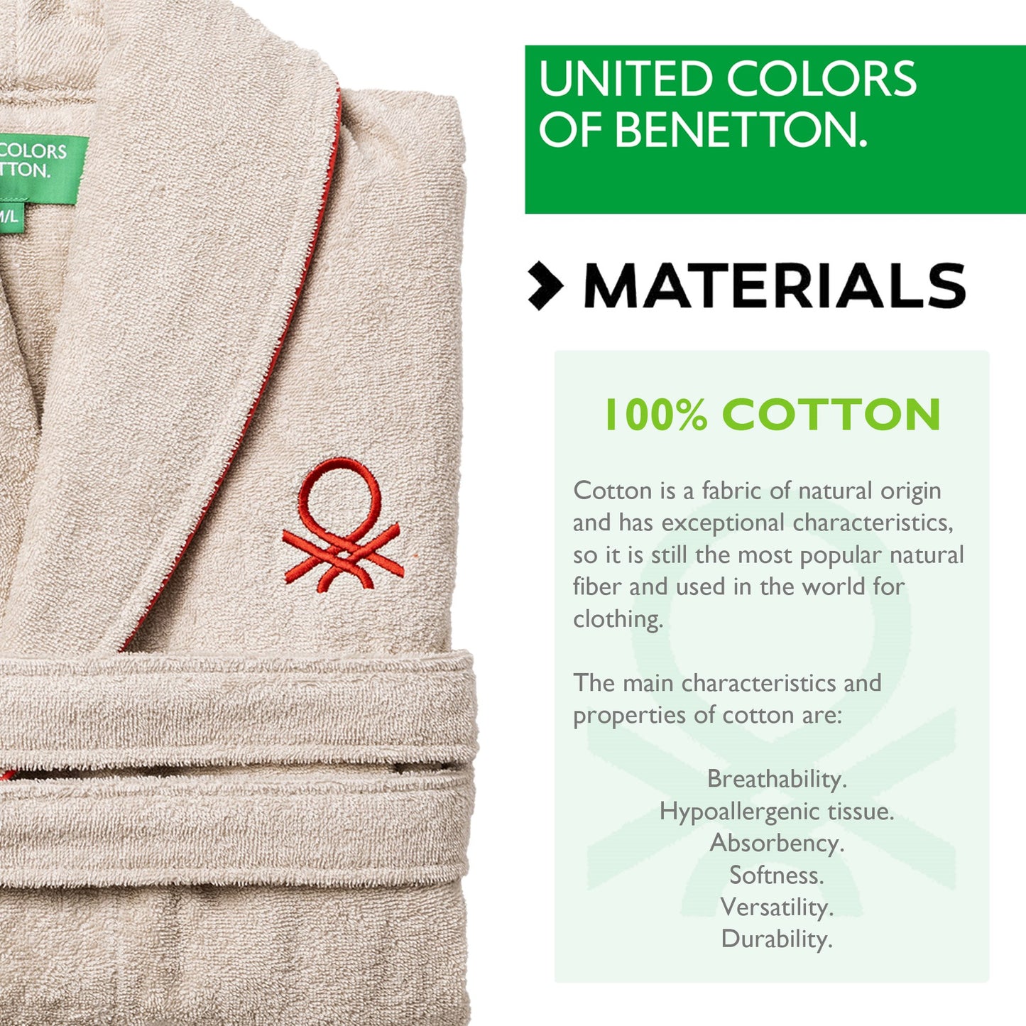 Albornoz L/xl 360gsm 100%algodon Beige Casa Benetton_2