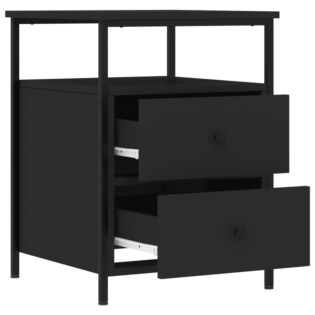 Mesita De Noche Madera De Ingeniería Negro 44x45x60 Cm_4