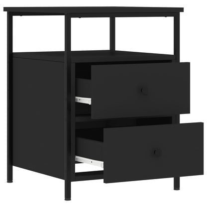 Mesita De Noche Madera De Ingeniería Negro 44x45x60 Cm_4