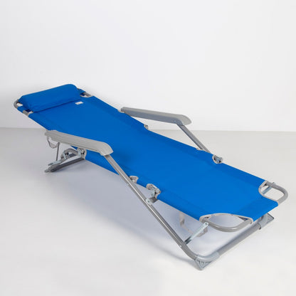 Tumbona Plegable Camping Multiposición Azul C/cojín Aktive_1
