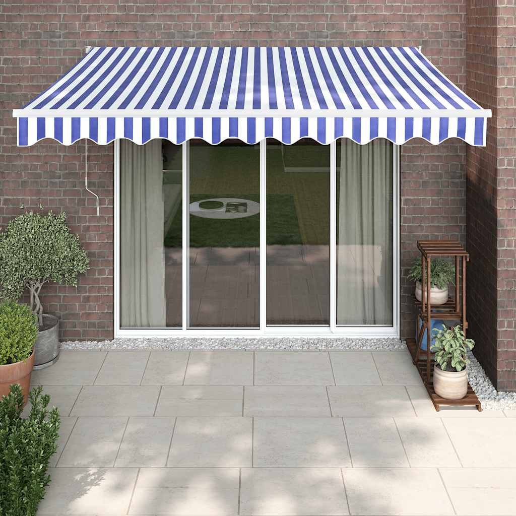 Toldo Retráctil Automático Azul Y Blanco 3x2,5 M_1