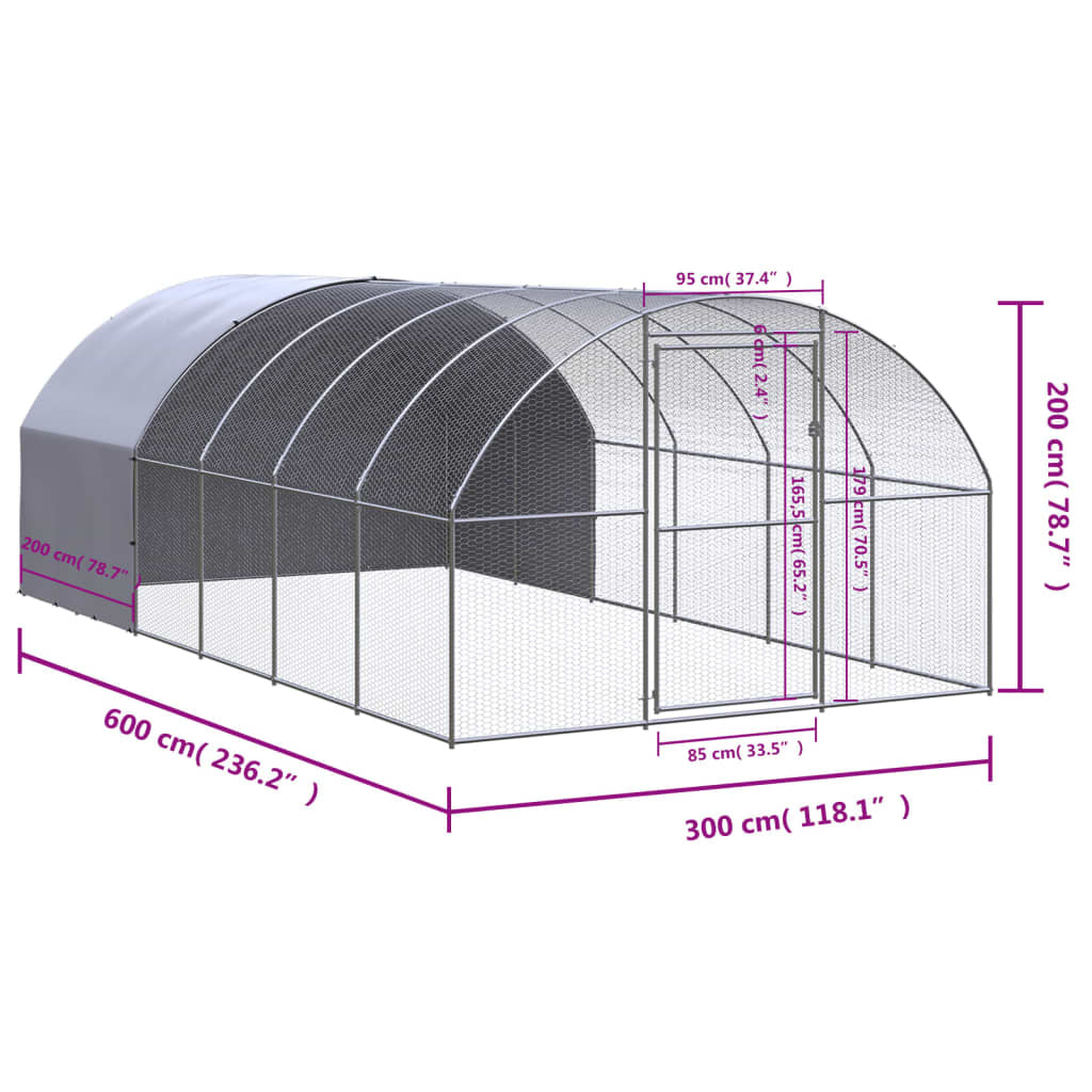 Vidaxl Gallinero De Exterior De Acero Galvanizado 3x6x2 M_2