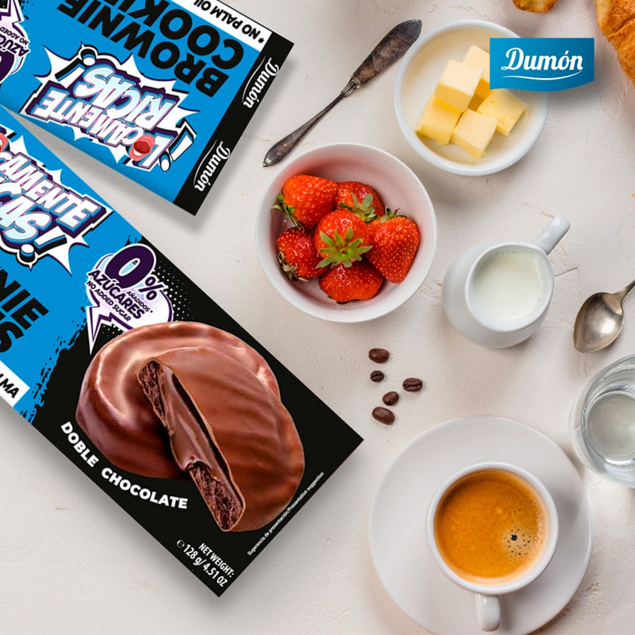 Galletas Brownie Doble Chocolate 128gr -Dumón Snack Proteico Sin Azúcares Añadidos- Pack De 14 Unidades_5