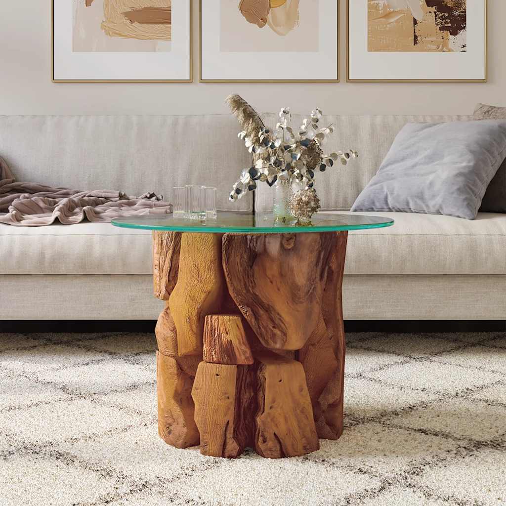 Mesa De Centro De Madera Flotante De Teca Maciza 60 Cm_1