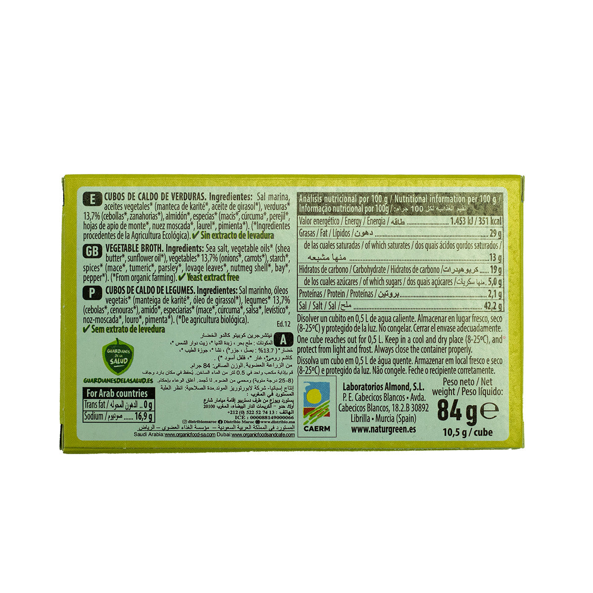 Cubitos de Caldo Vegetal sin gluten Naturgreen 10.5 g